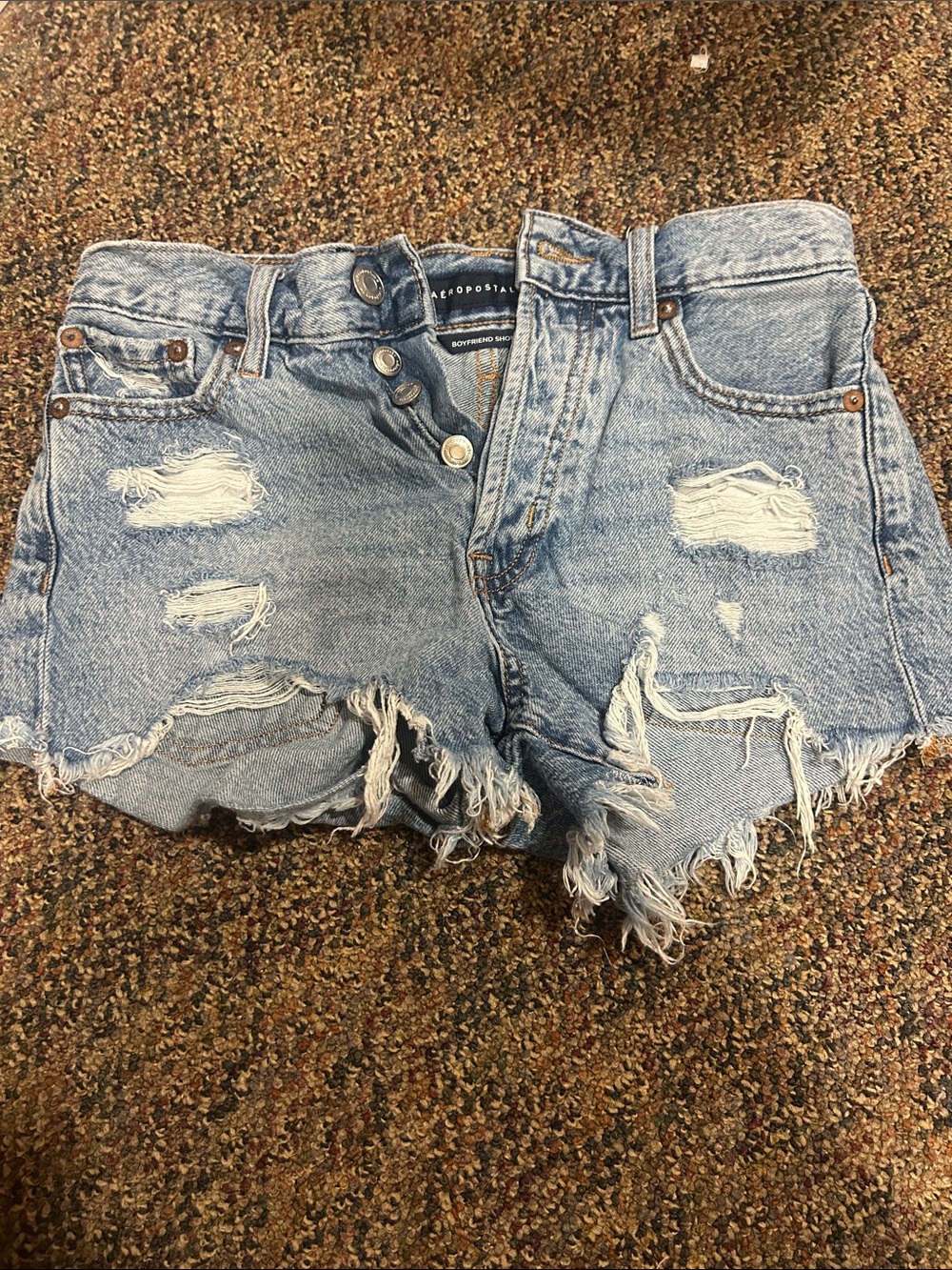 Aeropostale Light Blue Distressed Ripped Denim Shorts